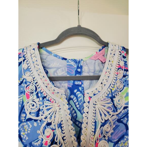 Lilly Pulitzer Carlotta Blue Peri Pinch Corded Lace Shift Midi Dress, Size 2 - Picture 3 of 12